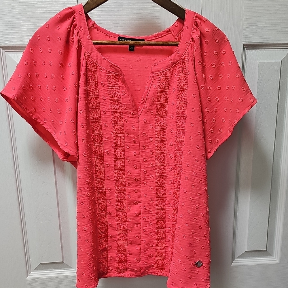 Adrienne Vittadini Vibrant Coral Blouse